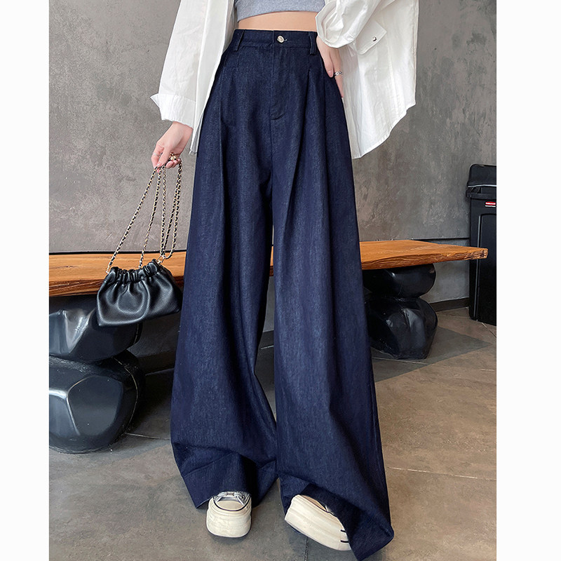 大码女装春季美式松紧高腰学生慵懒风宽松休闲阔腿牛仔裤拖地裤潮,女装/女士精品,大码裤装,淘宝优惠券,粉丝福利购,淘宝优惠卷
