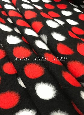 高档针织色织提花波点羊绒羊毛面料大衣秋冬款时服装手工diy布料