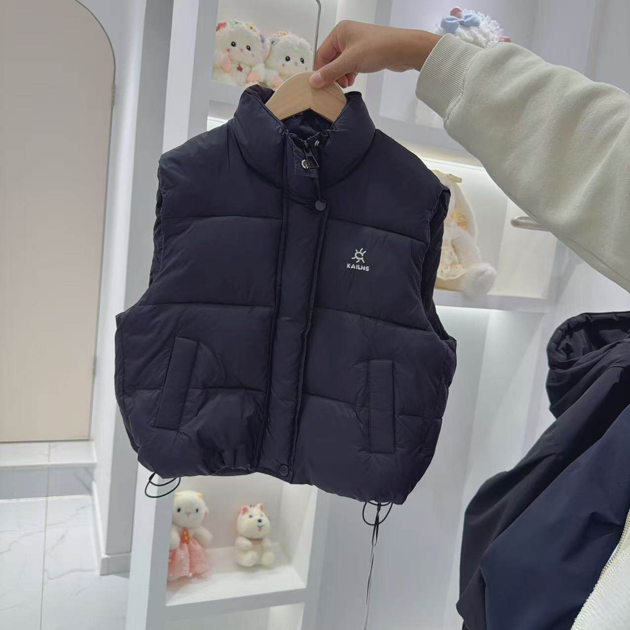 韩版立领面包羽绒马甲男女童加厚保暖百搭坎肩背心儿童休闲冬季
