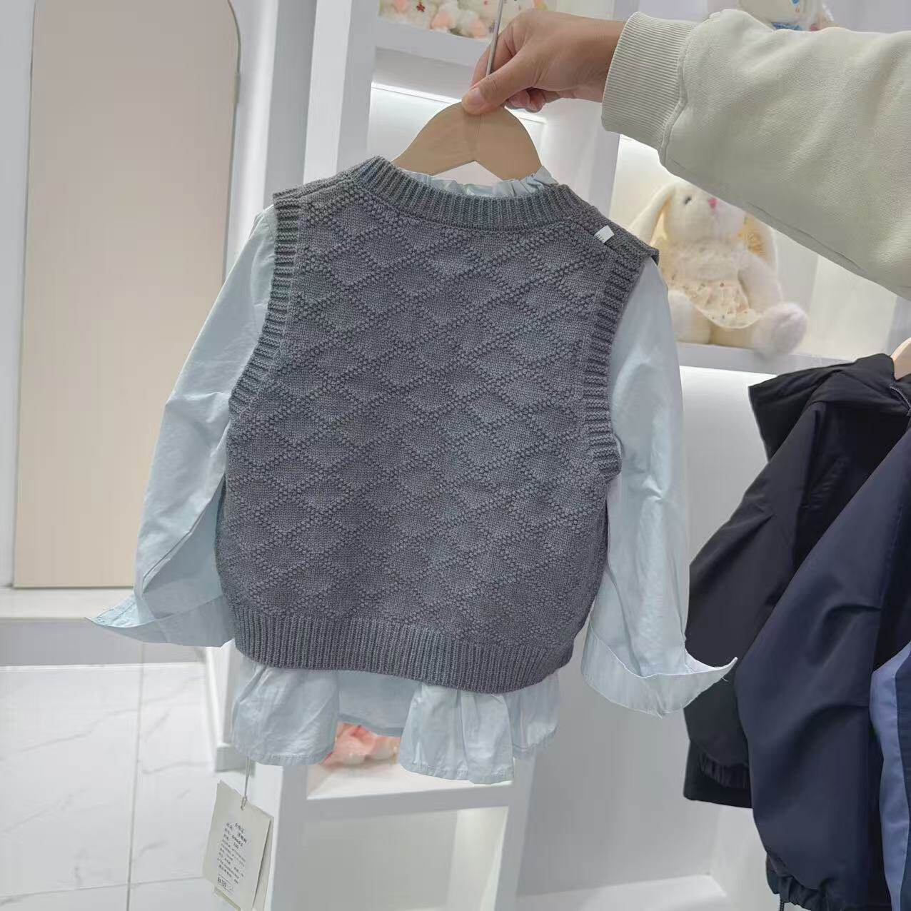 针织马甲套装女夏季无袖上衣衬衫两件套修身显瘦时尚搭配