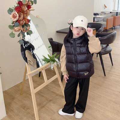 黑金秋冬季加厚男童女童羽绒马甲
