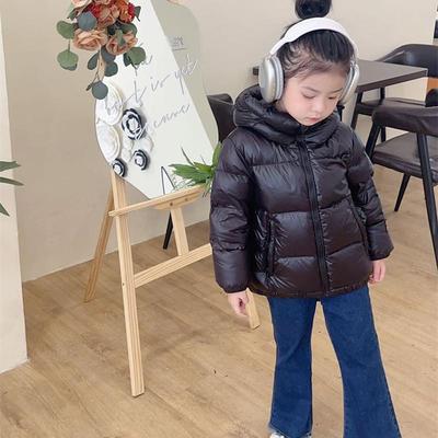 短款加厚儿童羽绒服黑金中大童