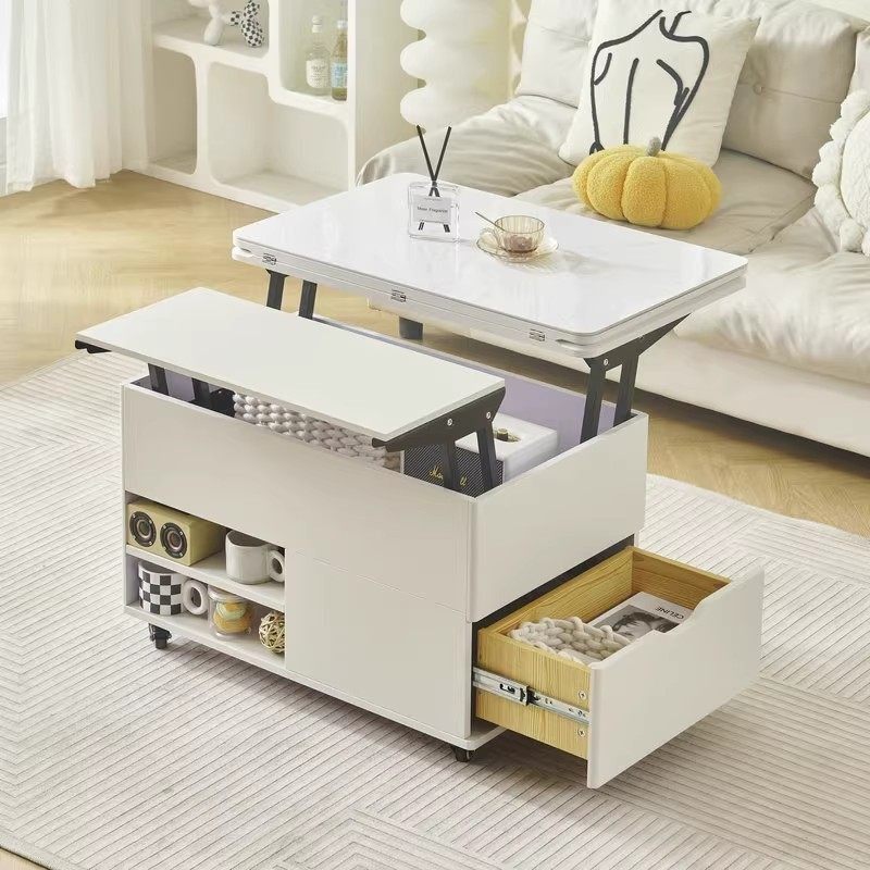 凝典奶油风岩板茶几升降多功能储物客厅家具轻奢风,住宅家具,茶几,淘宝优惠券,粉丝福利购,淘宝优惠卷