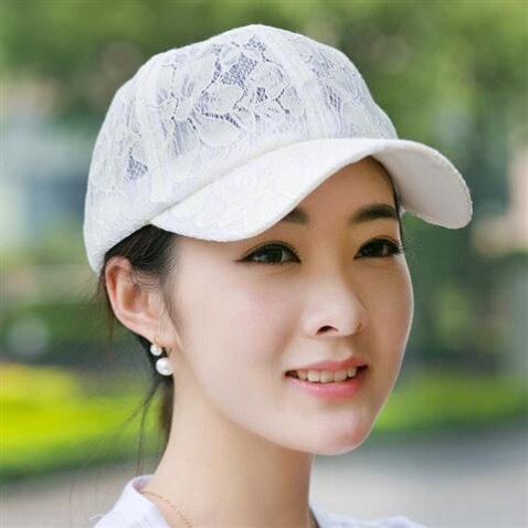 蕾丝棒球帽女鸭舌帽子夏天韩版潮太阳帽防晒遮阳帽嘻哈网帽夏季