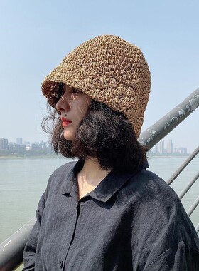 日系百搭显脸小盆帽渔夫帽水桶帽