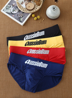 男士三角内裤牛奶丝低腰弹力囊袋贴身舒适aussiebum