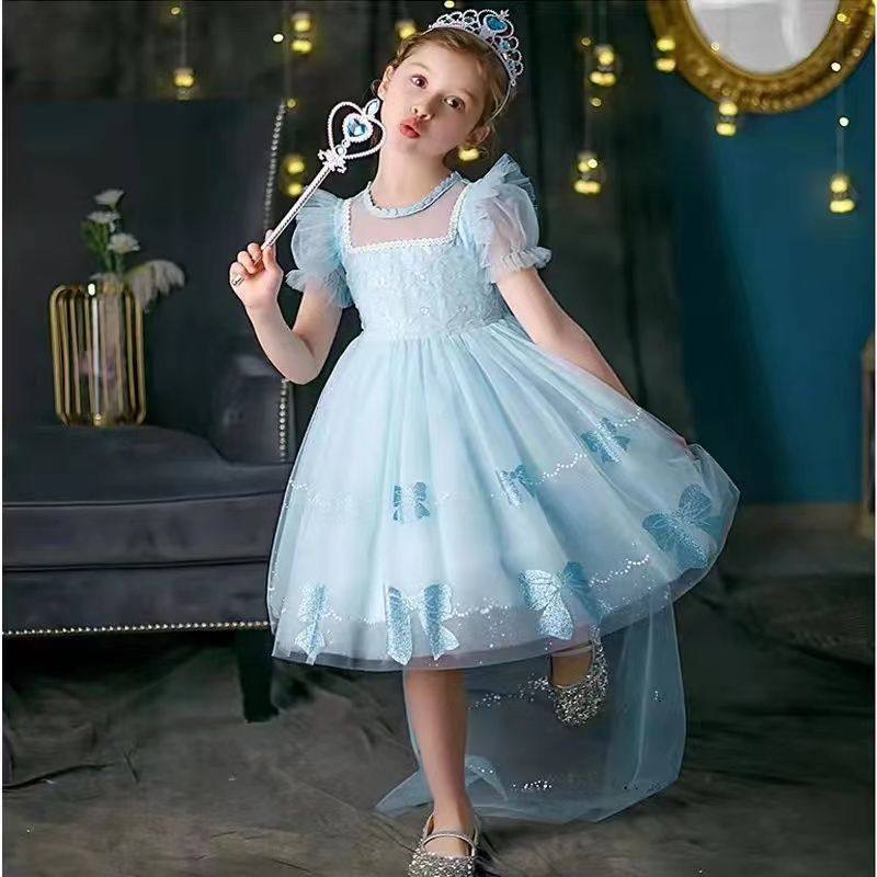 女童连衣裙新款冰雪奇缘爱莎公主裙儿童蓬蓬纱裙小女孩礼服裙