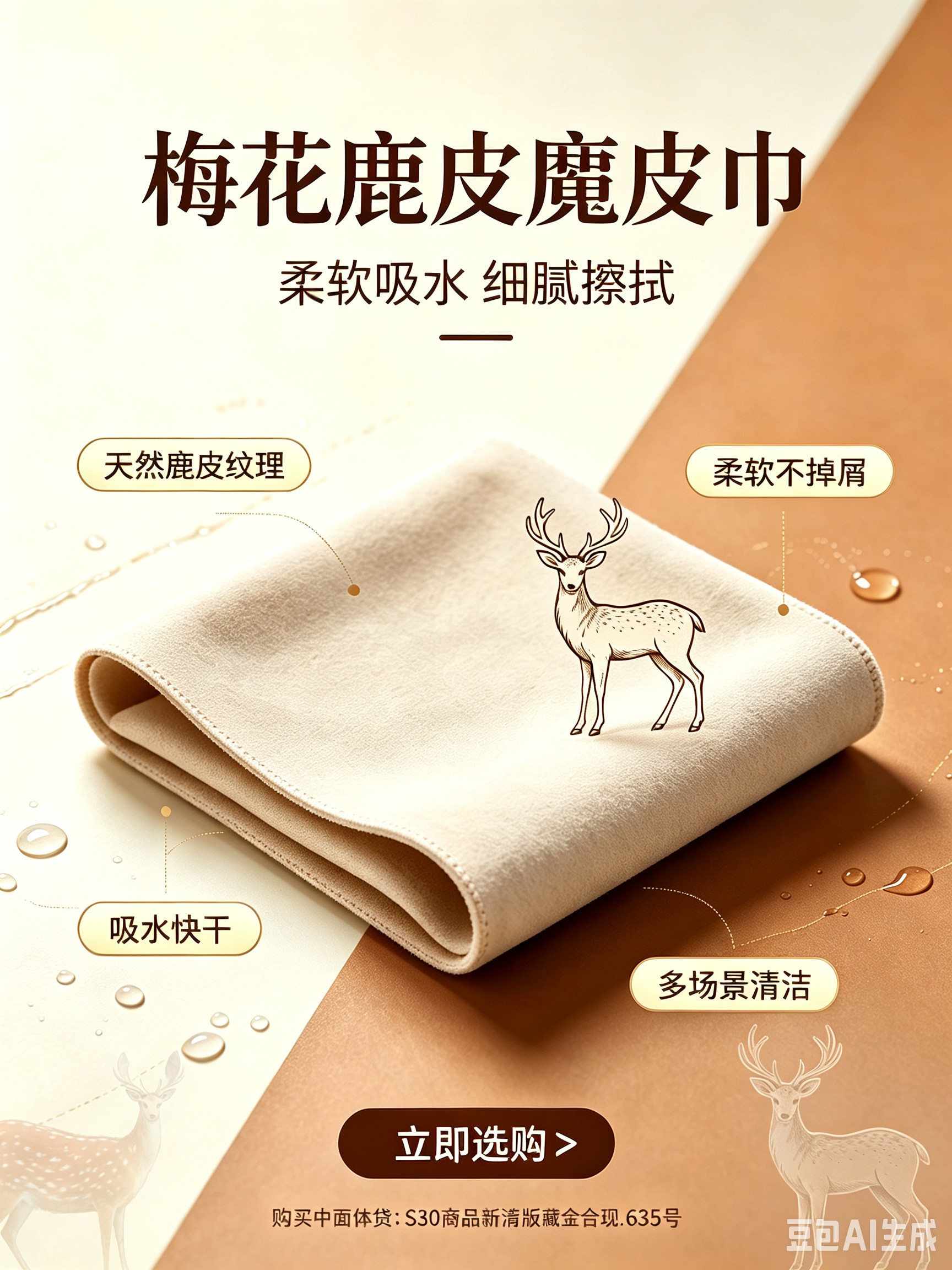 洗车神器擦车巾真皮抹布整张加厚天然鹿皮巾屏幕文玩抛光不掉毛