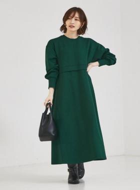 各色就2件 日本原单aba*ouse mavie假两件25早春纯色宽松连衣裙