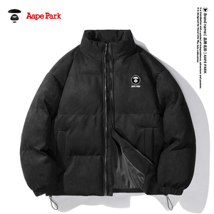 A ape Park麂皮绒棉服男士日系潮牌美式棉衣冬季加厚棉袄外套复古