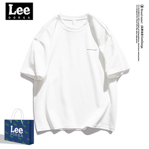 Lee Dorga男士t恤短袖夏季2023新款重磅体恤男款白色半袖情侣宽松
