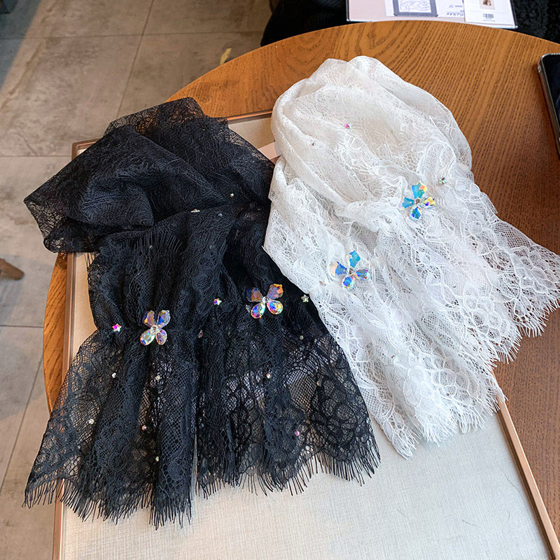 蕾丝冰袖女~夏季镶钻水晶超闪微弹护臂防晒袖子薄款开车骑行套袖