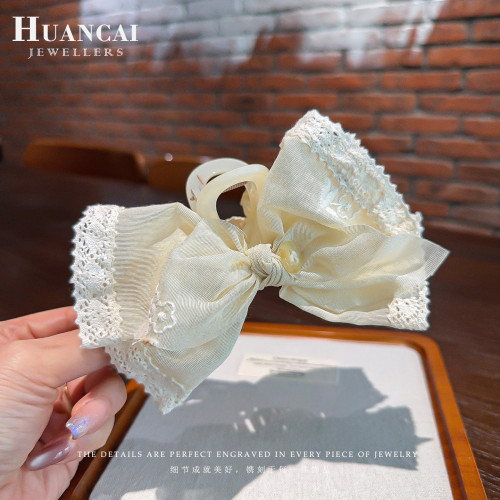 气质蕾丝蝴蝶结抓夹高级感鲨鱼夹