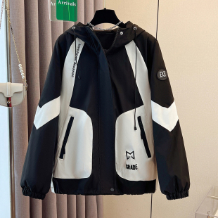 夹棉加厚冲锋衣外套女秋冬2026新款初中高中学生炸街运动工装棉服