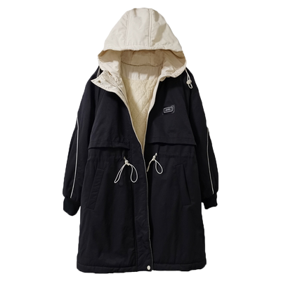 棉中长款宽松夹棉加绒加厚棉服