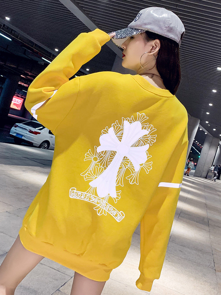 SWEATSHIRT WOMENS 2024 NEW KOREAN VERSION LOOSE MID-LENGTH LONG-SLEEVED CREWNECK PLUSH THICKENED TIDE INS SUPER HOT CEC TOP