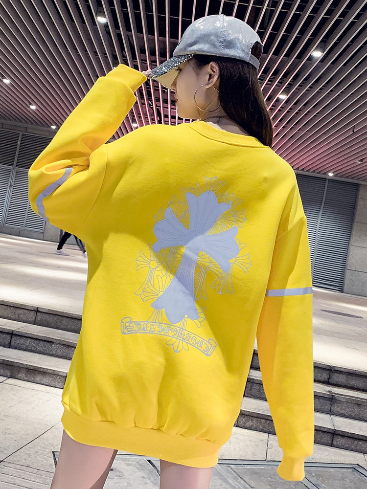 SWEATSHIRT WOMENS 2024 NEW KOREAN VERSION LOOSE MID-LENGTH LONG-SLEEVED CREWNECK PLUSH THICKENED TIDE INS SUPER HOT CEC TOP