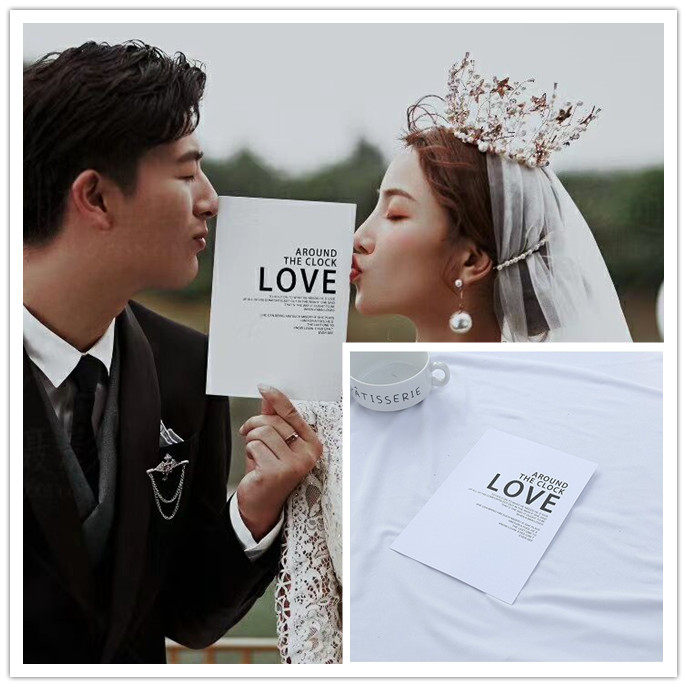 摄影道具影楼个性街拍ins风格简约黑白字母卡片杂志封面拍照道具