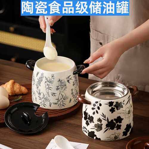 陶瓷食品级大容量耐高温猪油罐