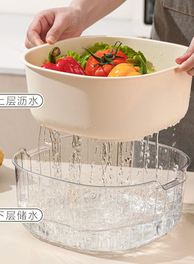 双层洗菜盆+沥水篮二合一轻奢PET