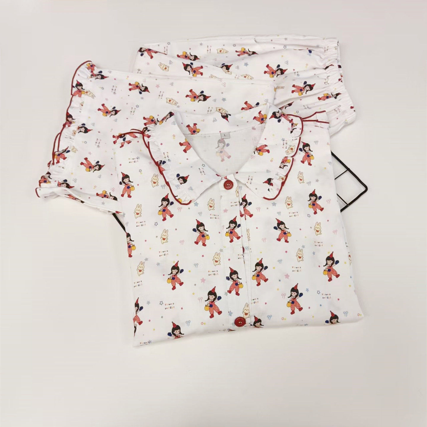 【提篮女孩】新款女士荷叶边纯棉磨毛家居服长袖长裤套装,女士内衣/男士内衣/家居服,睡衣/家居服套装,淘宝优惠券,粉丝福利购,淘宝优惠卷