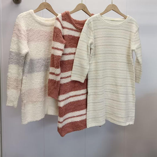 微瑕福利清货款冬季软绵绵半边绒家居睡裙