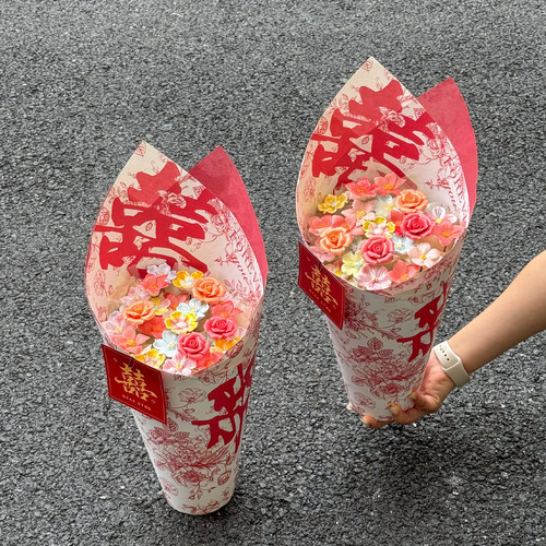 景德镇手工陶瓷花束喜桶结婚礼物