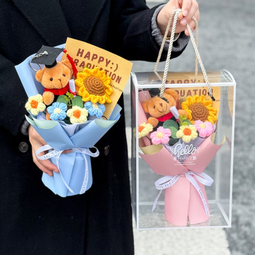 小学幼儿园送小朋友礼物创意成品手工针织毛线向日葵毕业花束礼盒