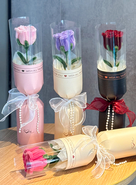 手工编织花仿真玫瑰花束永生花生日礼物情人节送女朋友仪式感表白