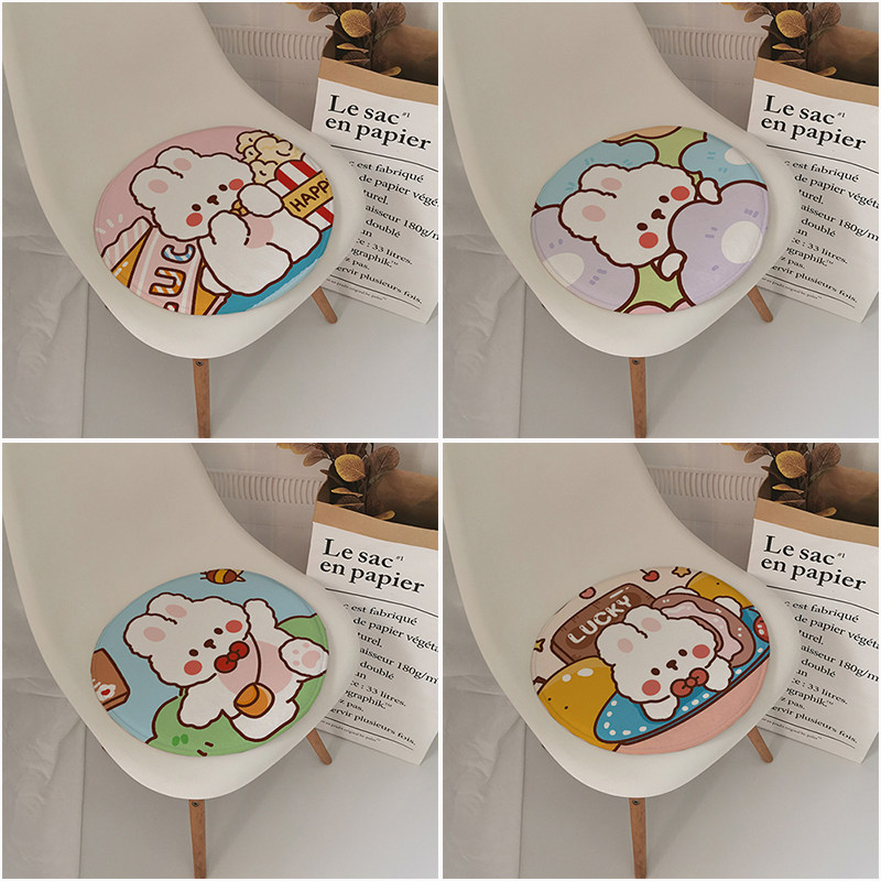 可爱小兔子圆形毛绒坐垫圆餐凳化妆办公椅垫防滑沙发垫子汽车座垫