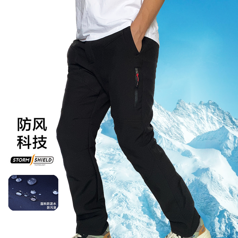 路亚钓鱼裤秋冬冲锋裤骑行裤软壳