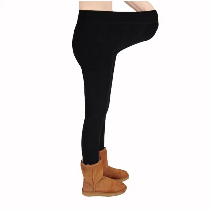 女式纯色黑色纯棉光面舒适透气羊绒龙抓毛连裤袜踩脚袜防寒保暖