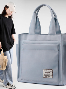 日系多兜大容量水杯位便当包2023新款托特包饭盒包手拎单肩女