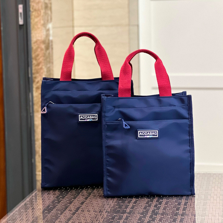 新款森系撞色手提饭盒包学生上班手拎便当包补课袋文件包手拎