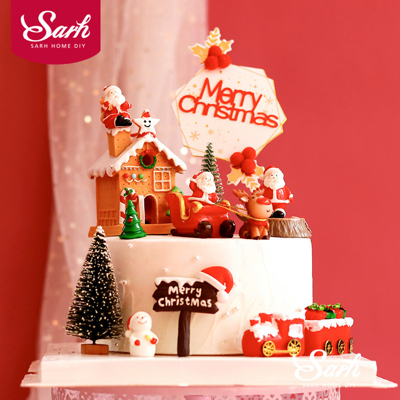 Merry Christmas Mini Santa Claus Cake Topper for Baby Shower