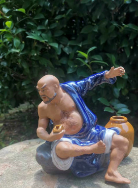 鲁智深陶瓷摆件石湾公仔客厅装饰品庭院装饰送礼中华武术摆件人物