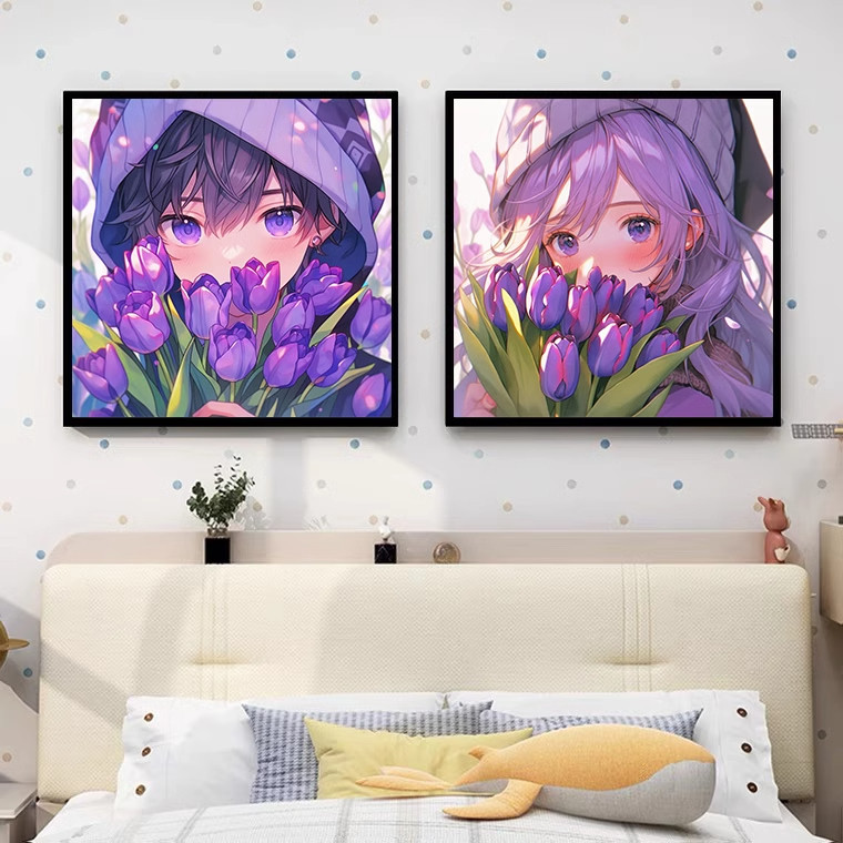 【加厚绣布】新款十字绣卧室儿童房郁金香男孩女孩38色满绣无勾边