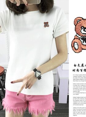 秋夏季加厚短袖t恤女磨毛修身韩版半袖新款显瘦纯棉打底衫体恤女T