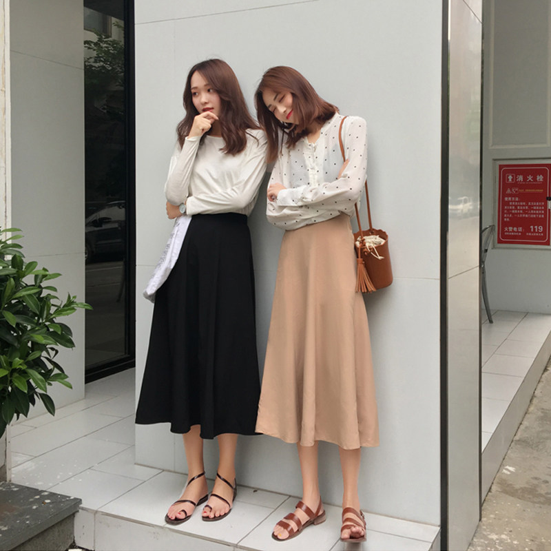 韩版春装女装温柔风高腰中长裙半身裙学生百搭闺蜜装大摆裙a字裙在类目 女装/女士精品, 半身裙中 - 来自Buy2taobao.com提供专业的淘宝代购服务