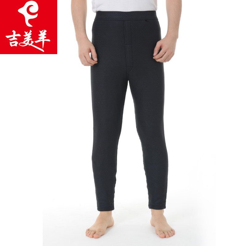 吉美羊棉裤三层加绒加厚男老大保暖裤修身羊毛裤高腰护臀护膝棉裤
