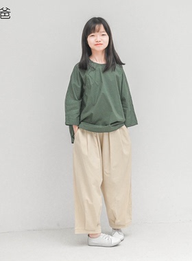 蔡爸爸童装米色阔口裤2026新款春秋装小个子女装九分裤子172+700