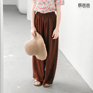 蔡爸爸原创童装 红色夏装轻薄阔腿裤文艺休闲女童少女长裤686+511