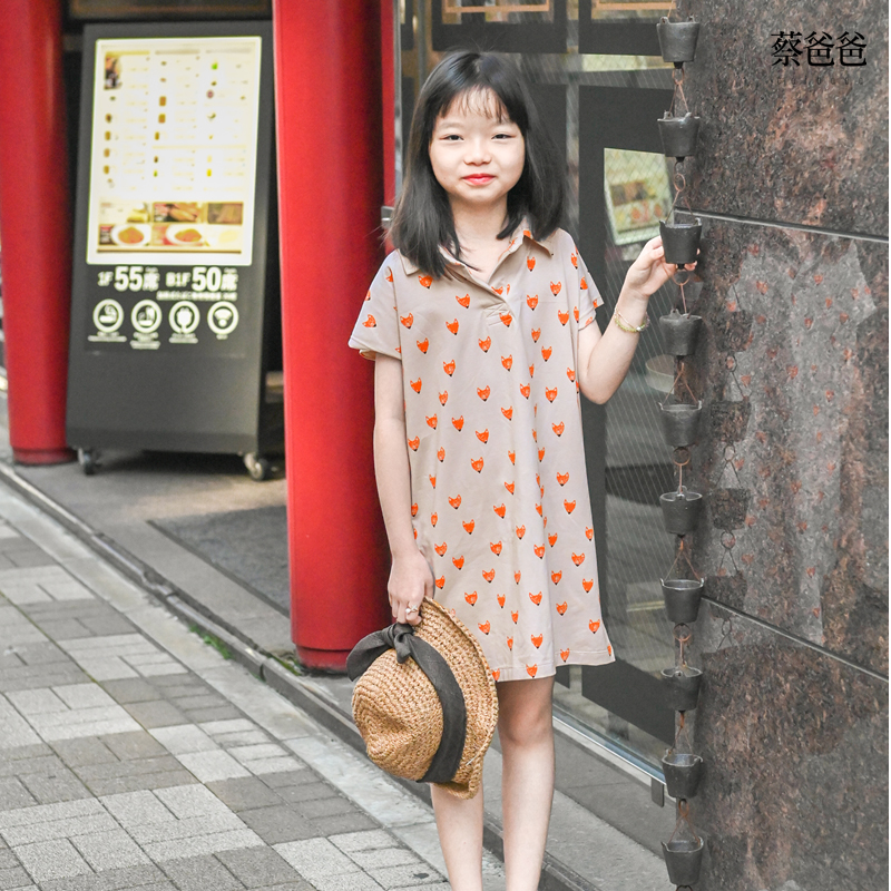 女连衣裙夏纯棉狐狸t恤连衣裙