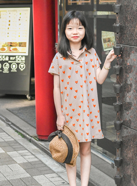 蔡爸爸童装 2026新款夏装 狐狸t恤裙 女儿童装 纯棉休闲连衣裙317