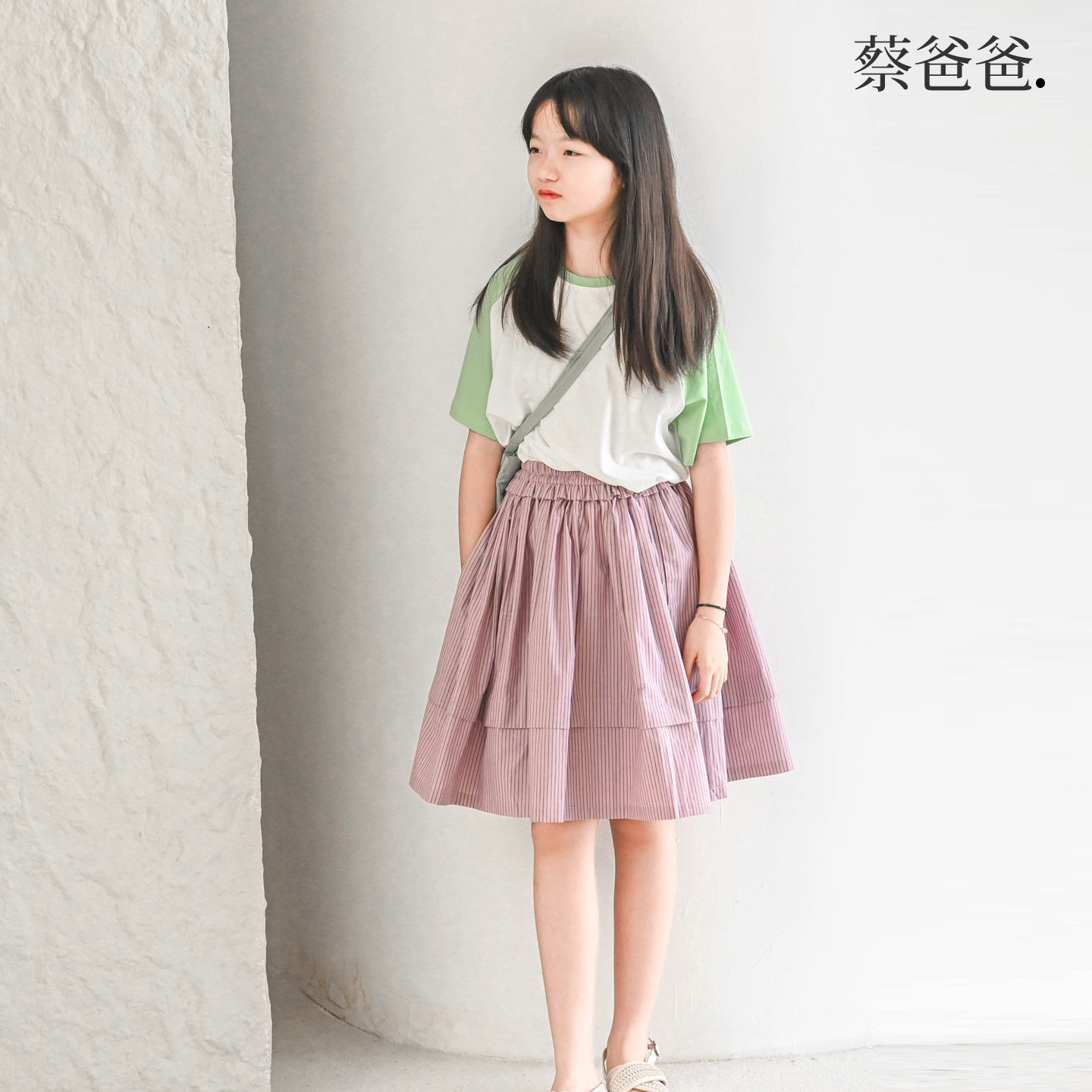 蔡爸爸原创童装26新款文艺夏装条纹半身裙子女童裙夏薄款112+670