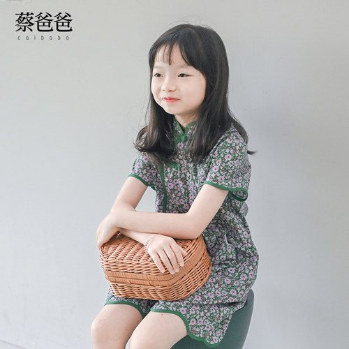 女连衣裙夏大童洋气碎花旗袍