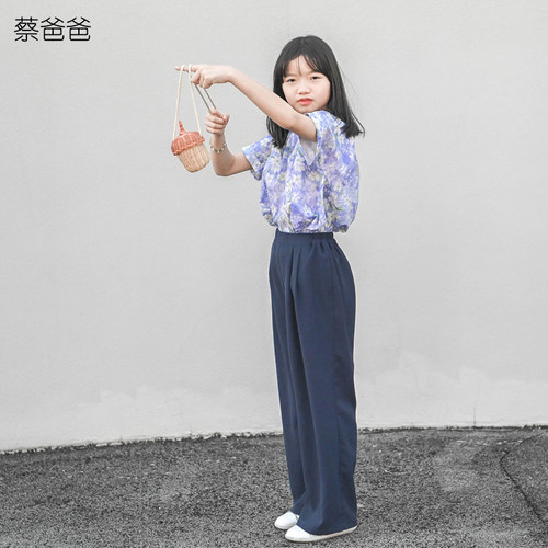 全棉夏装女装紫色圆领碎花上衣服