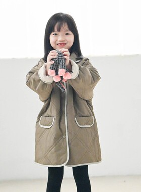 蔡爸爸童装冬季大衣保暖加绒外套 中童棉衣男女儿童中长款棉袄A28
