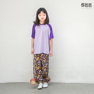 蔡爸爸童装夏装女大童碎花防晒防蚊裤百搭时尚束脚长裤子112+620