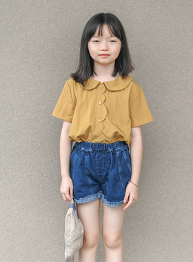 蔡爸爸童装2026时尚夏装牛仔短裤儿童女蓝色百搭短裤子1309+867